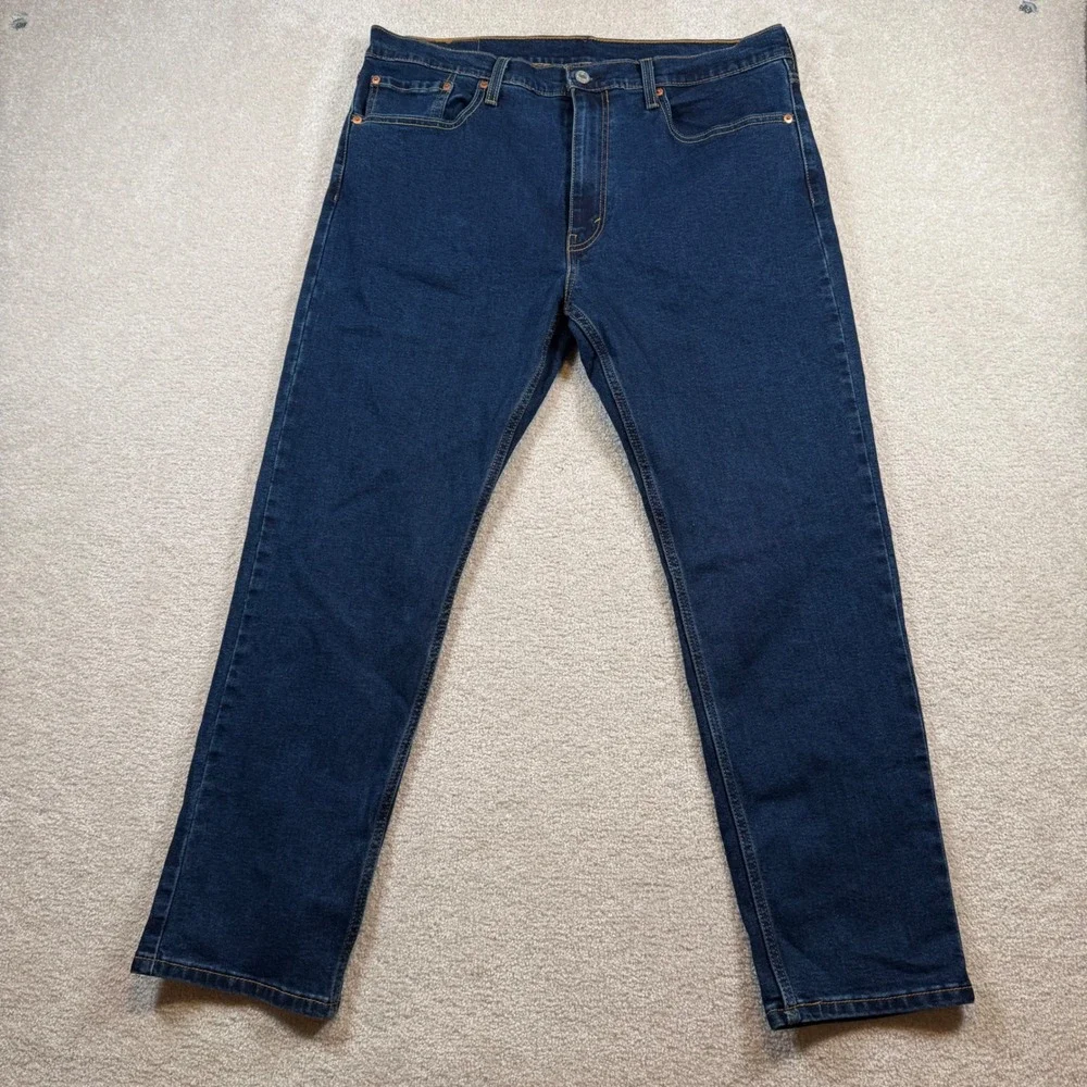 Levis 502 Taper Jeans Mens‎ 36x30 Blue Dark Wash Stretch Denim
